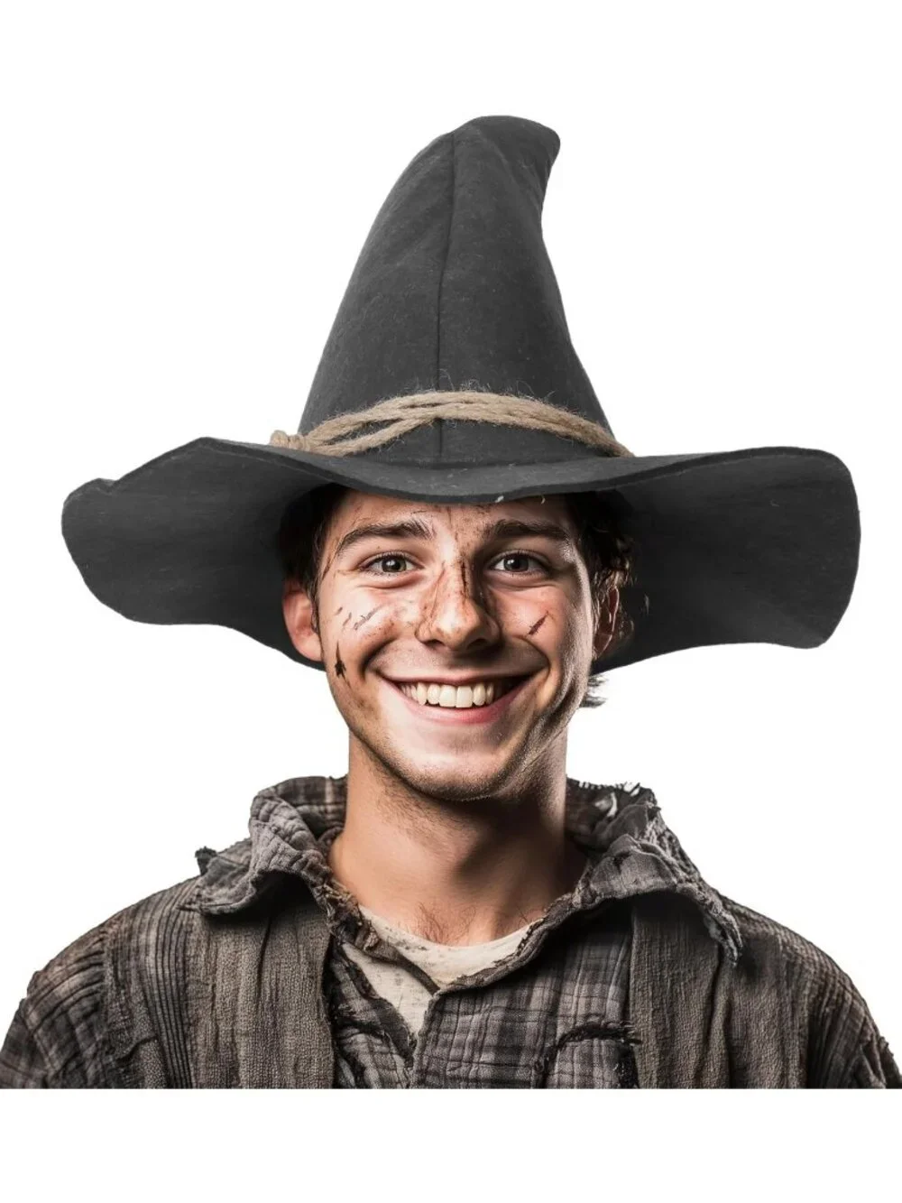 Halloween Grey Scarecrow Hat Adults Wizard Witch Halloween Costume For Parties